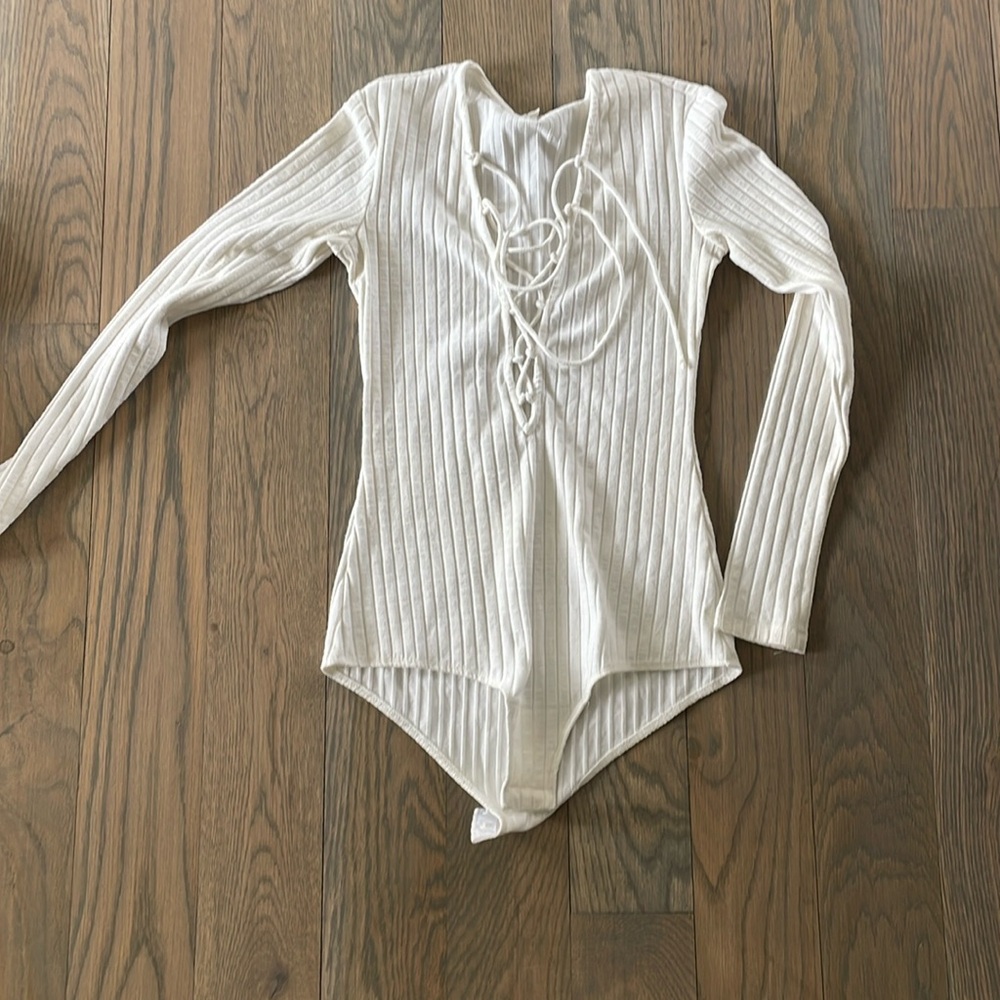 White lace up body suit